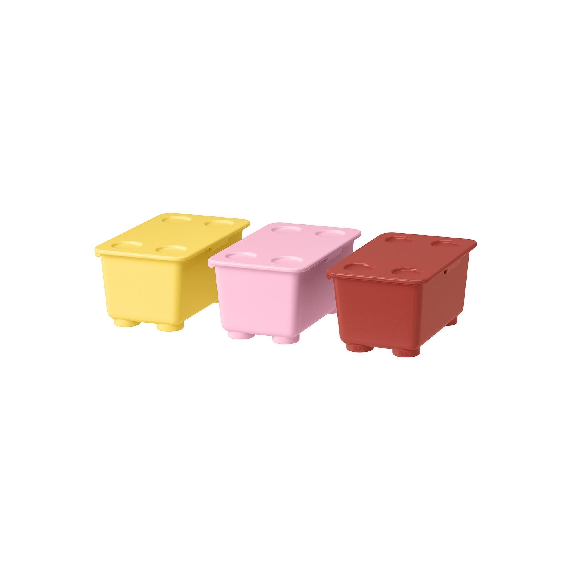 Sarı-pembe-kırmızı Kapaklı Kutu - Sarı-pembe-kırmızı 17x10 cm 3'lı